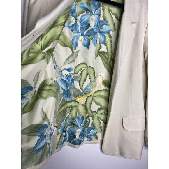Tommy Bahama Blazer Size 10 Silk Women's Long Sleeve Cream Pockets Business Work - Picture 5 of 6